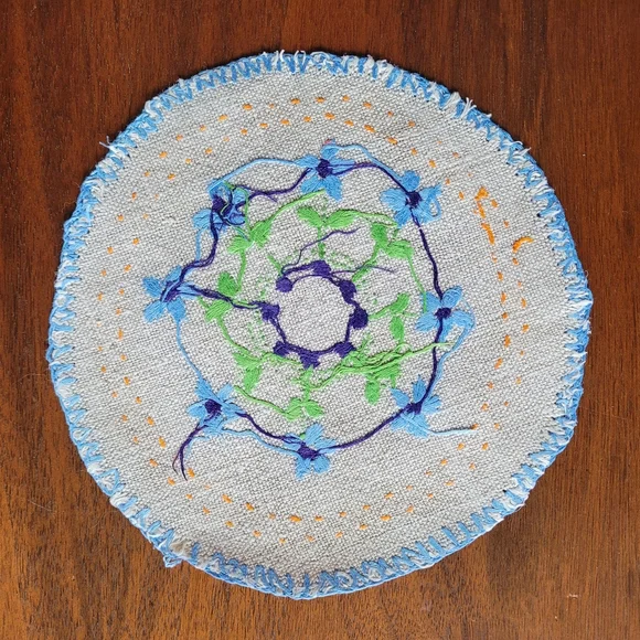 Colourful Embroidered Trivet/Coasters Set - Picture 7 of 15